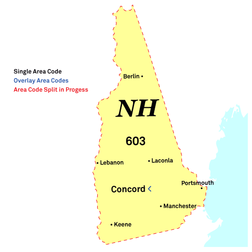 New Hampshire area codes map
